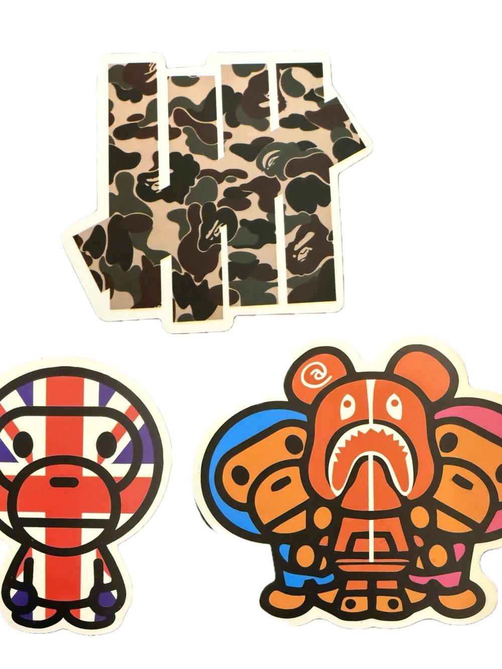 BAPE A Bathing Ape Baby Milo UNDEFEATED Camo Sticker Lot 3pc Streetwear